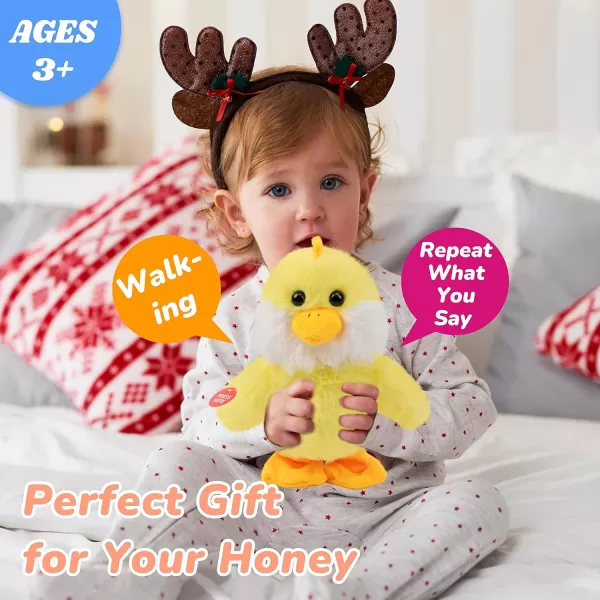 imageHopearl Talking Singing Chick Repeats What You Say Chicken Walking Electric Interactive Animated Toy Speaking Plush Buddy Gift for Toddlers Yellow 85