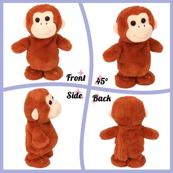 imageHopearl Talking Singing Monkey Repeats What You Say Walking Electric Interactive Animated Toy Speaking Plush Buddy Gifts for Toddlers Brown 85