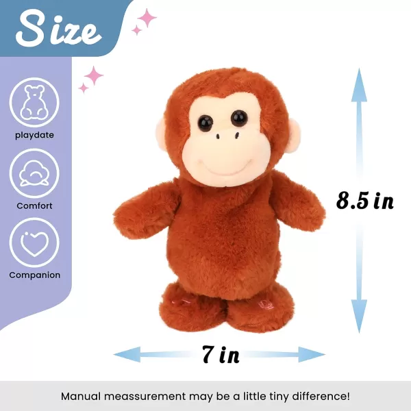 imageHopearl Talking Singing Monkey Repeats What You Say Walking Electric Interactive Animated Toy Speaking Plush Buddy Gifts for Toddlers Brown 85