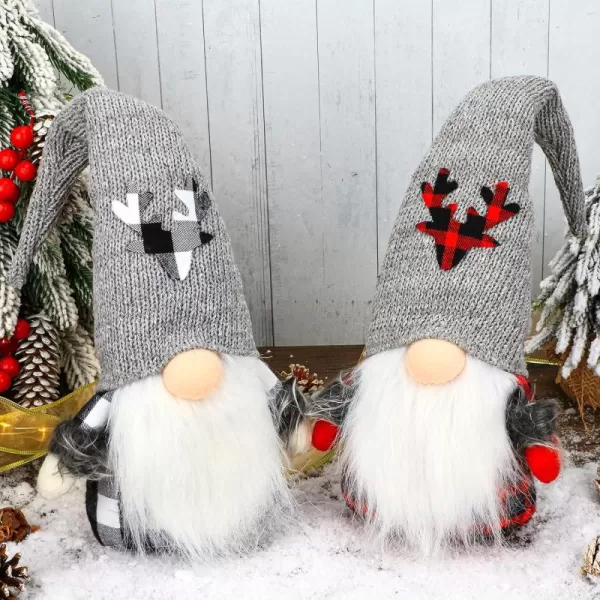 imageHopearl 2 Pcs Christmas Gnomes Plush Swedish Tomte Nisse Figurines Handmade Santa Claus Elf Home Desktop Collectible Doll Stuffed Decor Holiday Party Supplies Table Ornament 18