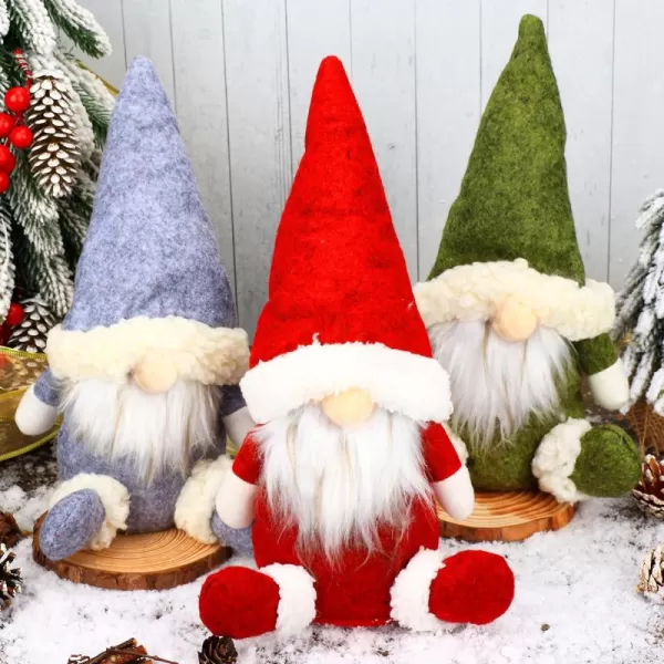 imageHopearl 3 Pcs Christmas Gnomes Decoration Stuffed Swedish Tomte Nisse Figurines Handmade Santa Claus Elf Home Desktop Collectible Doll Decor Holiday Party Supplies Table Ornament 115