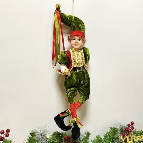 imageHopearl Christmas Posable Elf Figurines with Jingle Bells Home Collectible Realistic Vinyl Face Naughty Bendable Elf Doll Holiday Party Supplies Ornament 20