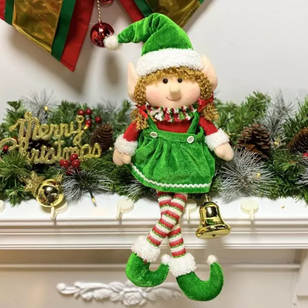 imageHopearl Handmade Adorable Christmas Girl Elf Doll for Holiday Plush Characters Fun Decorations and Toys for Kids Christmas Party Favors Holiday Decor Green 23