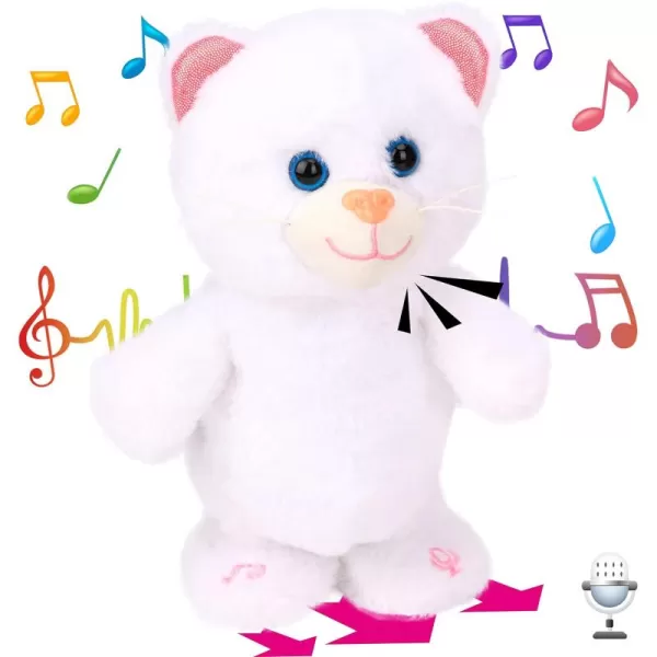 imageHopearl Talking Kitty Singing Cat Repeats What You Say Walking Electric Interactive Animated Toy Speaking Plush Buddy Gifts for Toddlers White 8