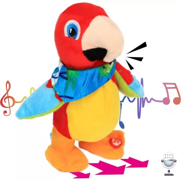 imageHopearl Talking Parrot Repeats What You Say Walking Electric Interactive Animated Toy Speaking Plush Buddy Gifts for Toddlers Birthday Festival Holiday 8