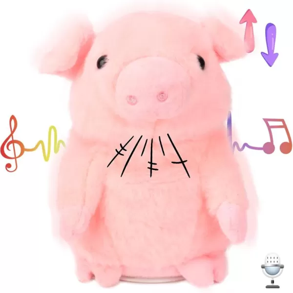 imageHopearl Talking Pig Repeats What You Say Piggy Nodding Electric Interactive Animated Toy Speaking Plush Buddy Gifts for Toddlers Pink 65