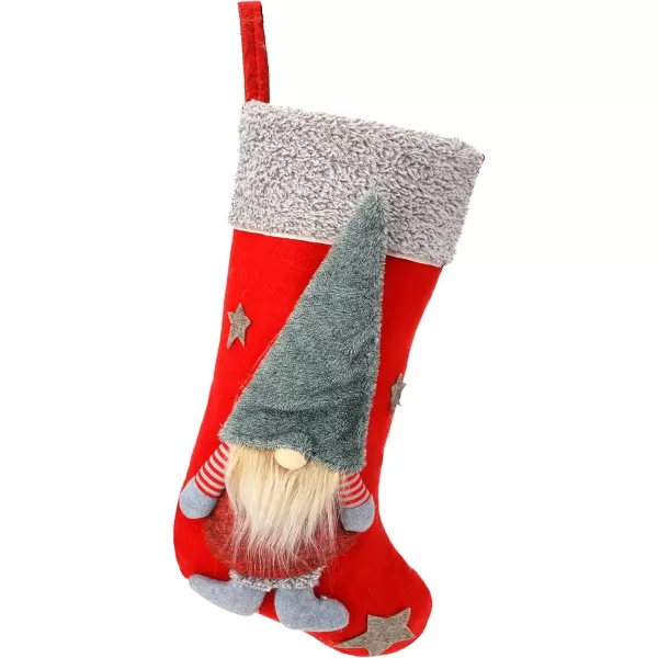 imageHopearl 2 Pcs 20 Christmas Gnome Stockings Set 3D Mr and Mrs Swedish Tomte Nisse Couple Holders with Plush Cuff Gift Bags for Kids Holiday Fireplace Hanging Xmas Party Decorations