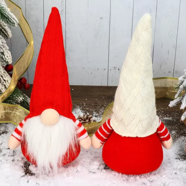 imageHopearl 2 Pcs Christmas Gnome Plush Swedish Tomte Nisse Handmade Elf Figurines Home Desktop Collectible Doll Stuffed Decor Holiday Party Supplies Table Ornament 105