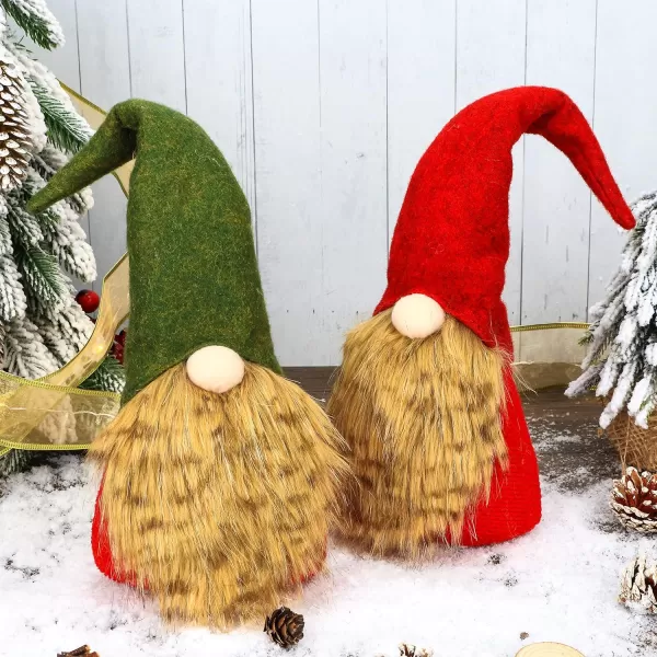 imageHopearl 2 Pcs Christmas Gnome Plush Swedish Tomte Nisse Handmade Elf Figurines Home Desktop Collectible Doll Stuffed Decor Holiday Party Supplies Table Ornament 14