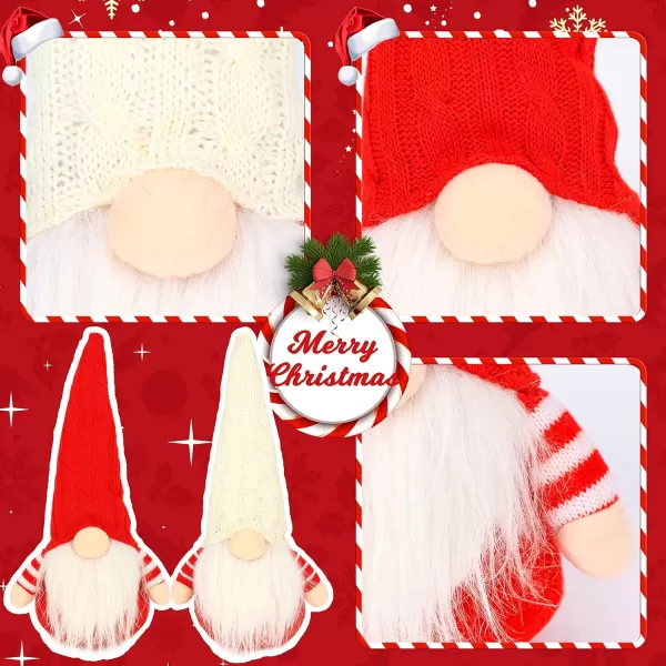 imageHopearl 2 Pcs Christmas Gnome Plush Swedish Tomte Nisse Handmade Elf Figurines Home Desktop Collectible Doll Stuffed Decor Holiday Party Supplies Table Ornament 105