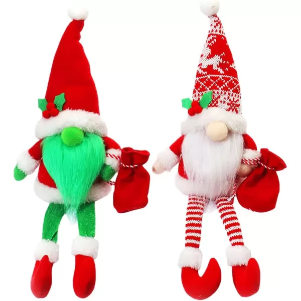 imageHopearl 2 Pcs Handmade Gnome Figurines Plush Swedish Tomte Nisse Christmas Elf Home Desktop Collectible Doll Stuffed Decor Holiday Party Supplies Table Ornament 14