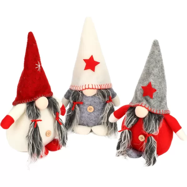 imageHopearl 3 Pcs Christmas Gnomes Set Plush Swedish Tomte Nisse Figurines Handmade Santa Claus Elf Home Desktop Collectible Doll Stuffed Decor Holiday Party Supplies Table Ornament 11