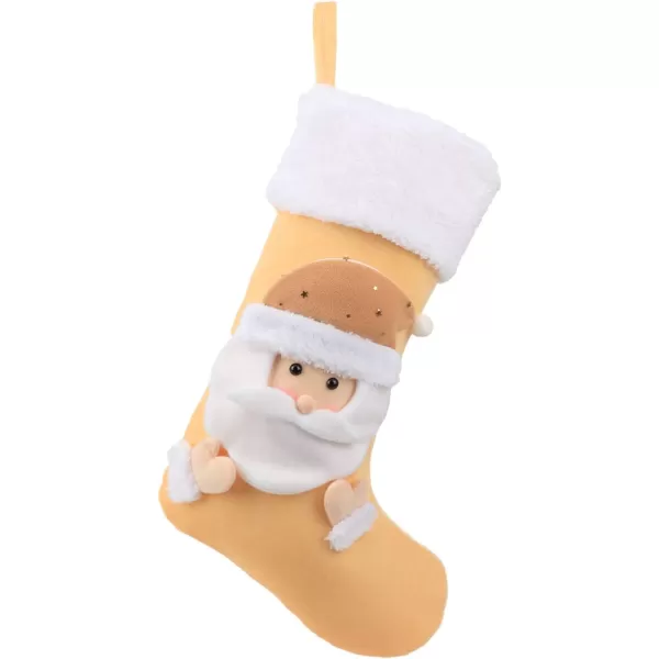 imageHopearl 3 Pcs Christmas Stockings Kit Cute Socks with Girl Snowman Father Christmas Ornament Gifts Bags for Family Xmas Tree Party Supplies Beige 19