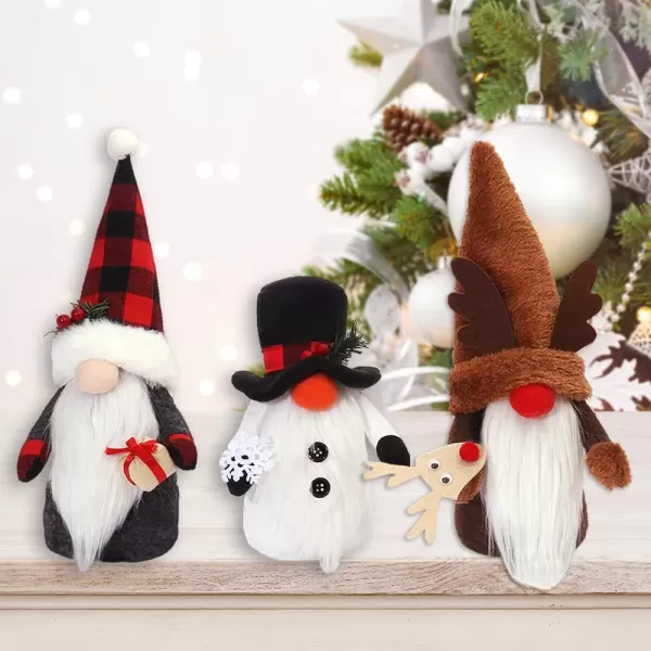 imageHopearl 3 Pcs Handmade Gnome Figurines Plush Swedish Tomte Nisse Elf Christmas Father Christmas Snowman Reindeer Home Desktop Collectible Doll Stuffed Decor Holiday Party Supplies Table Ornament 13