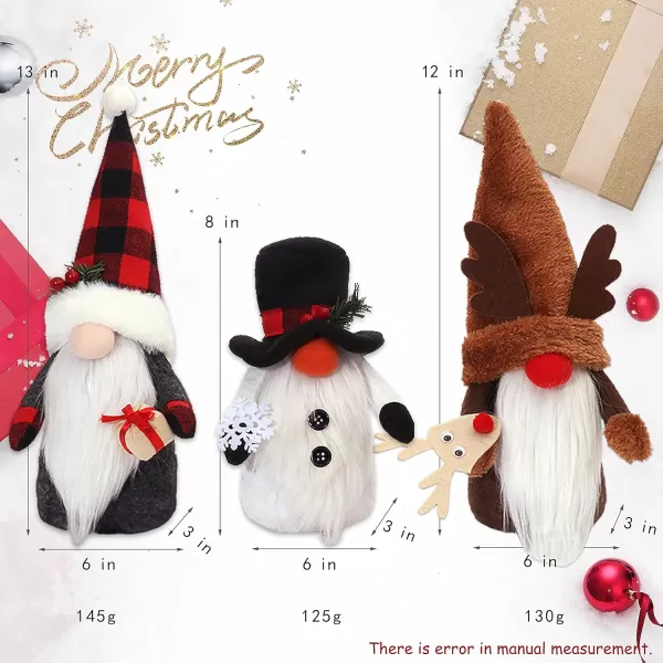 imageHopearl 3 Pcs Handmade Gnome Figurines Plush Swedish Tomte Nisse Elf Christmas Father Christmas Snowman Reindeer Home Desktop Collectible Doll Stuffed Decor Holiday Party Supplies Table Ornament 13