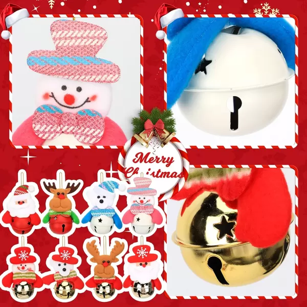 imageHopearl 8 pcs Christmas Bell Pendants Doorplate Wall Hanging Decorations Kit Xmas Tree Ornaments Father Christmas Snowman Reindeer Toys with Bells Home Dcor Party Accessories 4