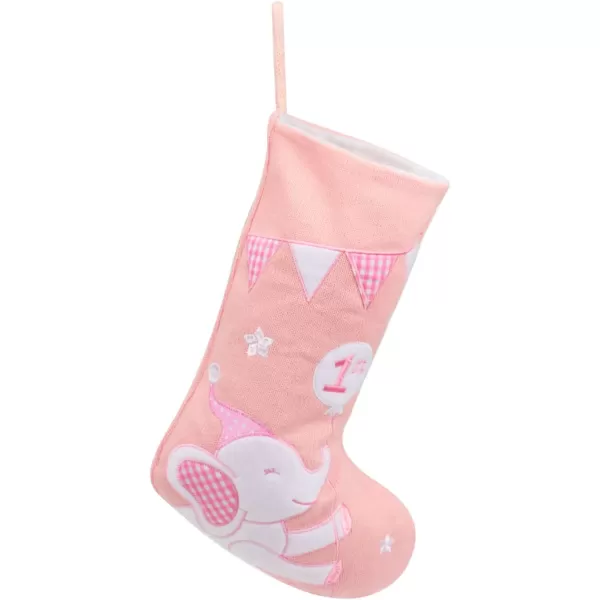 imageHopearl Baby Christmas Stocking for Baby 1st Year Xmas Sock Knitted Cute Elephant Sock Ornament Gift Bag for Baby Girl Family Xmas Tree Party Supplies Pink 18