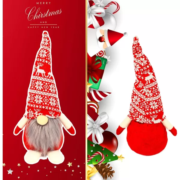 imageHopearl Christmas Gnome Figurines Plush Swedish Tomte Nisse Handmade Elf Santa Claus Home Desktop Collectible Doll Stuffed Decor Holiday Party Supplies Table Ornament Red 16