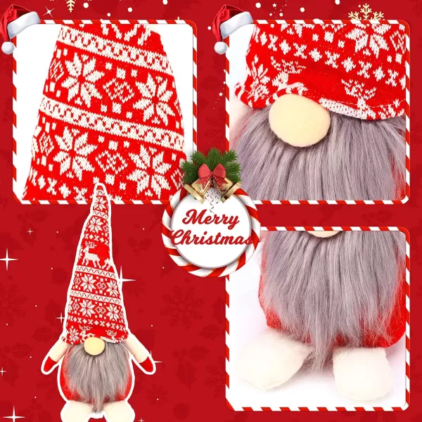 imageHopearl Christmas Gnome Figurines Plush Swedish Tomte Nisse Handmade Elf Santa Claus Home Desktop Collectible Doll Stuffed Decor Holiday Party Supplies Table Ornament Red 16