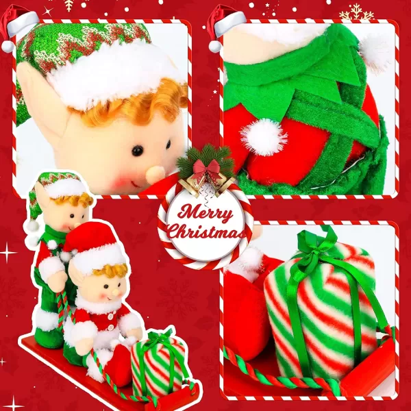 imageHopearl Christmas Sled Elf Figurines Home Collectible Elf Doll Decoration Winter Holiday Xmas Party Supplies Ornament 11