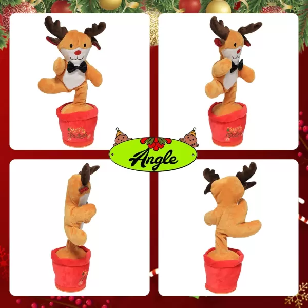 imageHopearl Glowing Dancing Christmas Reindeer Toy Repeats What You Say Talking Elk Toy Wriggle Singing Mimicking Twisting Light Up Interactive Animated Toy Speaking Plush Xmas for Kids 13