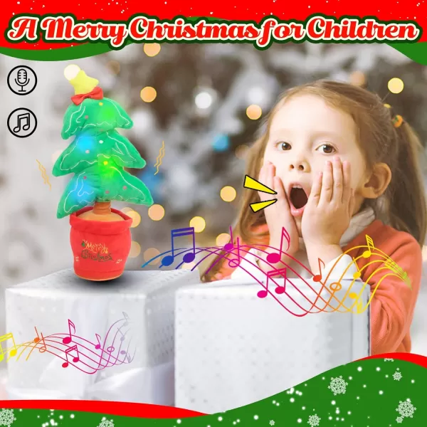 imageHopearl Glowing Dancing Christmas Tree Toy Repeats What You Say Talking Xmas Tree Toy Wriggle Singing Mimicking Twisting Light Up Interactive Animated Toy Speaking Gifts for Kids Green 13