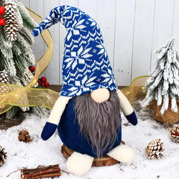 imageHopearl Handmade Gnome Figurines Plush Swedish Tomte Nisse Christmas Santa Claus Elf Home Desktop Collectible Doll Stuffed Decor Holiday Party Supplies Table Ornament Blue 16