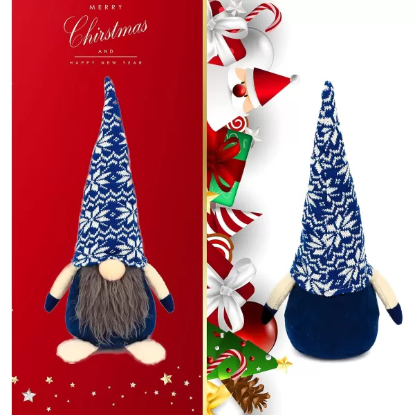 imageHopearl Handmade Gnome Figurines Plush Swedish Tomte Nisse Christmas Santa Claus Elf Home Desktop Collectible Doll Stuffed Decor Holiday Party Supplies Table Ornament Blue 16