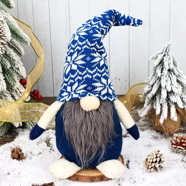 imageHopearl Handmade Gnome Figurines Plush Swedish Tomte Nisse Christmas Santa Claus Elf Home Desktop Collectible Doll Stuffed Decor Holiday Party Supplies Table Ornament Blue 16