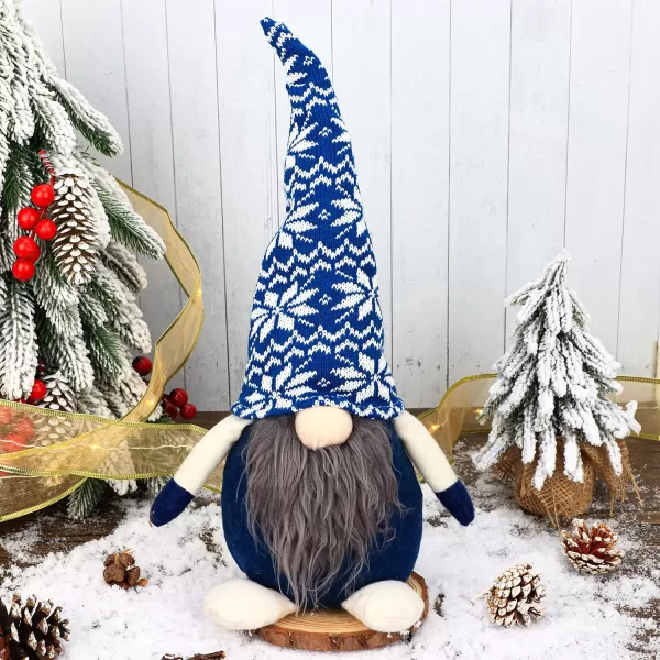 imageHopearl Handmade Gnome Figurines Plush Swedish Tomte Nisse Christmas Santa Claus Elf Home Desktop Collectible Doll Stuffed Decor Holiday Party Supplies Table Ornament Blue 16