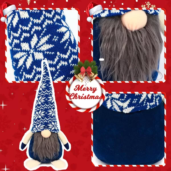 imageHopearl Handmade Gnome Figurines Plush Swedish Tomte Nisse Christmas Santa Claus Elf Home Desktop Collectible Doll Stuffed Decor Holiday Party Supplies Table Ornament Blue 16