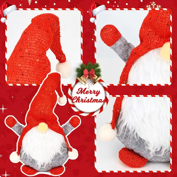 imageHopearl Handmade Gnome Figurines Plush Swedish Tomte Nisse Knitted Hat Christmas Santa Claus Elf Home Desktop Collectible Doll Stuffed Decor Holiday Party Supplies Table Ornament Red 19