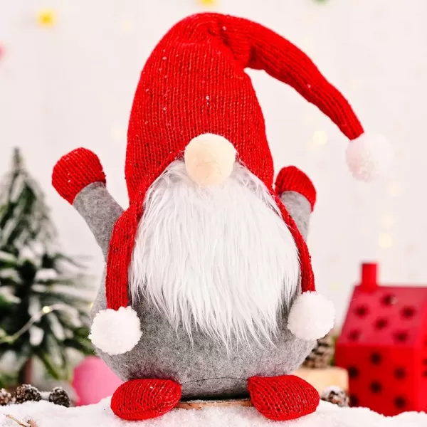 imageHopearl Handmade Gnome Figurines Plush Swedish Tomte Nisse Knitted Hat Christmas Santa Claus Elf Home Desktop Collectible Doll Stuffed Decor Holiday Party Supplies Table Ornament Red 19