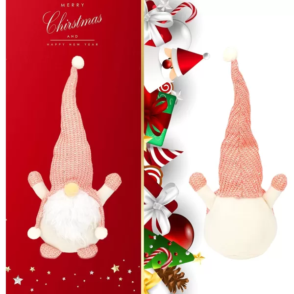 imageHopearl Handmade Gnome Figurines Plush Swedish Tomte Nisse Knitted Hat Christmas Santa Claus Elf Home Desktop Collectible Doll Stuffed Decor Holiday Party Supplies Table Ornament Pink 19