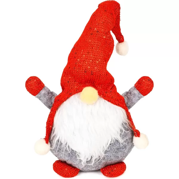 imageHopearl Handmade Gnome Figurines Plush Swedish Tomte Nisse Knitted Hat Christmas Santa Claus Elf Home Desktop Collectible Doll Stuffed Decor Holiday Party Supplies Table Ornament Red 19