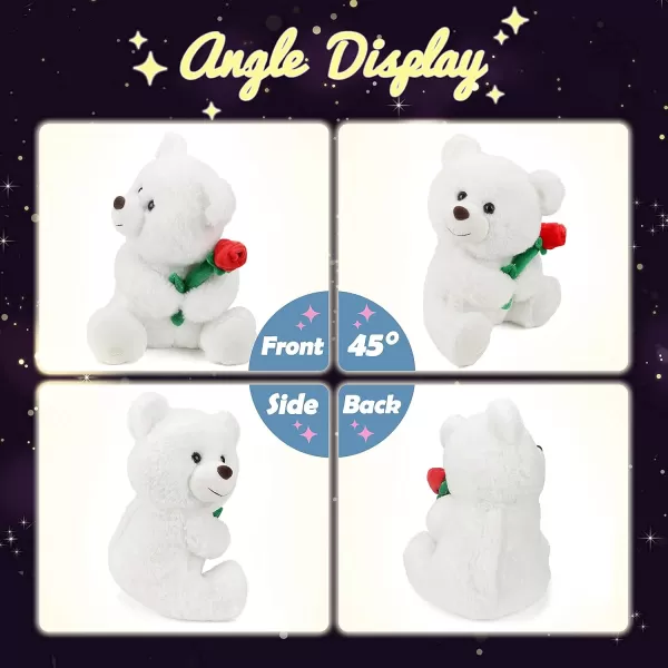 imageHopearl LED Plush Teddy Bear with Rose Lighting Up Stuffed Animal Floppy Night Lights Glow in The Dark Birthday Mothers Day for Kids Girls Toddlers White 11