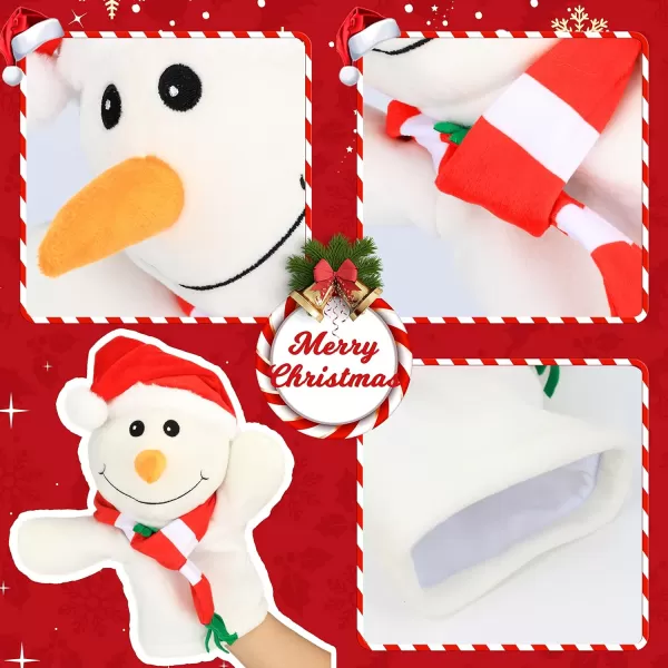 imageHopearl Plush Christmas Snowman Hand Puppet with Open Movable Mouth for Imaginative Play Role Play Interactive Toy for Storytelling Teaching Puppet Theater Gifts for Kids Boys Girls White 17