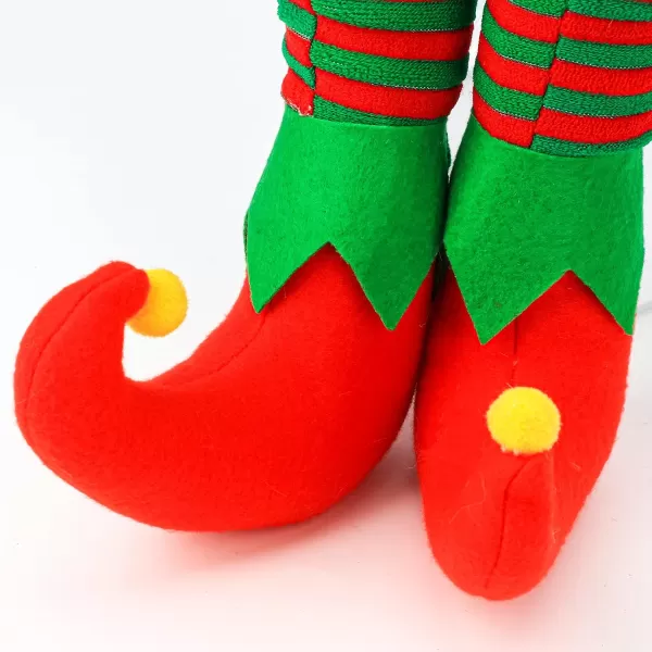 imageHopearl Plush Elf Legs Pendant for Christmas Tree Decor Stuffed Legs Stick Stuck in Tree for Home Party Fireplace Ornaments Bendable Stick Pick Accent 20