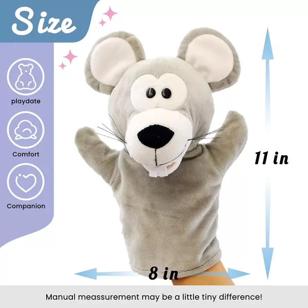 imageHopearl Plush Mouse Hand Puppet with Open Movable Mouth for Imaginative Play Role Play Interactive Toy for Storytelling Teaching Puppet Theater Gifts for Kids Boys Girls Gray 11