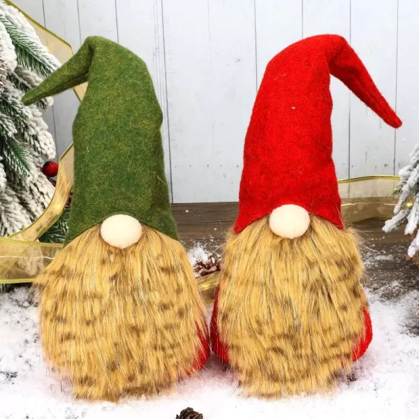 imageHopearl 2 Pcs Christmas Gnome Plush Swedish Tomte Nisse Handmade Elf Figurines Home Desktop Collectible Doll Stuffed Decor Holiday Party Supplies Table Ornament 14