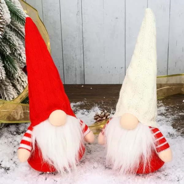 imageHopearl 2 Pcs Christmas Gnome Plush Swedish Tomte Nisse Handmade Elf Figurines Home Desktop Collectible Doll Stuffed Decor Holiday Party Supplies Table Ornament 105