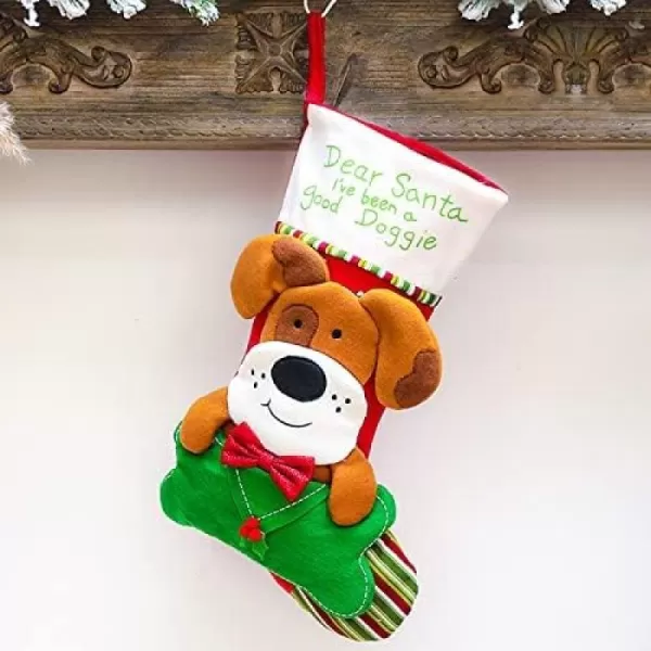 imageHopearl 20 Large Dog Christmas Stocking 3D Pet Holder Puppy Ornament Gifts Bags for Pets Ornament Seasonal Decoration Holiday Party Supply Red