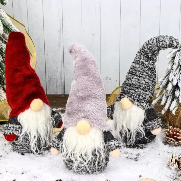 imageHopearl 3 Pcs Christmas Gnome Figurines Plush Swedish Tomte Nisse Handmade Elf Santa Claus Home Desktop Collectible Doll Stuffed Decor Holiday Party Supplies Table Ornament 11