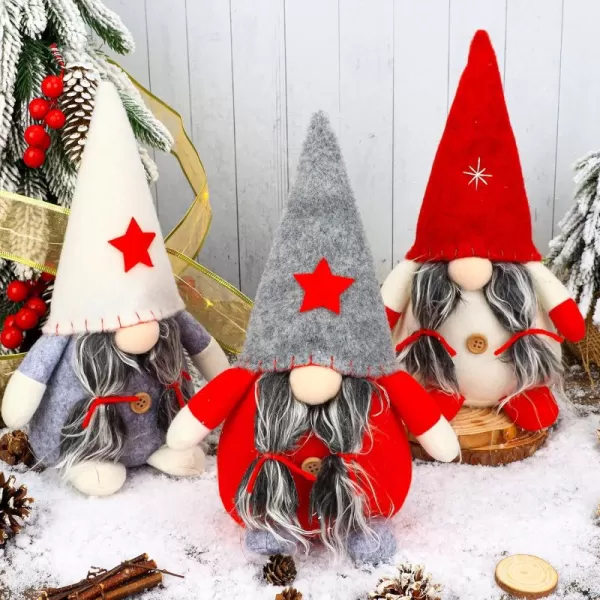 imageHopearl 3 Pcs Christmas Gnomes Set Plush Swedish Tomte Nisse Figurines Handmade Santa Claus Elf Home Desktop Collectible Doll Stuffed Decor Holiday Party Supplies Table Ornament 11