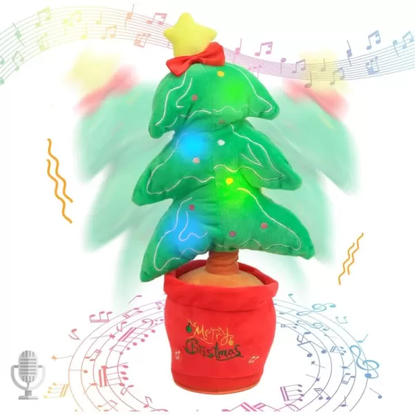 imageHopearl Glowing Dancing Christmas Tree Toy Repeats What You Say Talking Xmas Tree Toy Wriggle Singing Mimicking Twisting Light Up Interactive Animated Toy Speaking Gifts for Kids Green 13