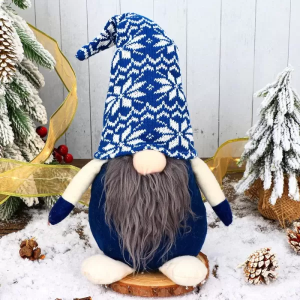 imageHopearl Handmade Gnome Figurines Plush Swedish Tomte Nisse Christmas Santa Claus Elf Home Desktop Collectible Doll Stuffed Decor Holiday Party Supplies Table Ornament Blue 16