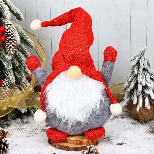 imageHopearl Handmade Gnome Figurines Plush Swedish Tomte Nisse Knitted Hat Christmas Santa Claus Elf Home Desktop Collectible Doll Stuffed Decor Holiday Party Supplies Table Ornament Red 19