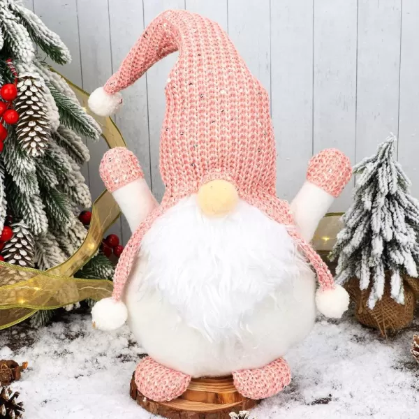 imageHopearl Handmade Gnome Figurines Plush Swedish Tomte Nisse Knitted Hat Christmas Santa Claus Elf Home Desktop Collectible Doll Stuffed Decor Holiday Party Supplies Table Ornament Pink 19