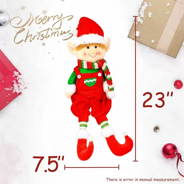 imageHopearl Adorable Christmas Boy Elf Stuffed Doll Santa Helper Figurines for Holiday Handmade Plush Characters Fun Decorations Toys for Kids Party Favors Red 23