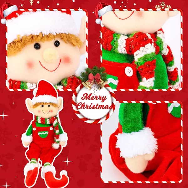 imageHopearl Adorable Christmas Boy Elf Stuffed Doll Santa Helper Figurines for Holiday Handmade Plush Characters Fun Decorations Toys for Kids Party Favors Red 23